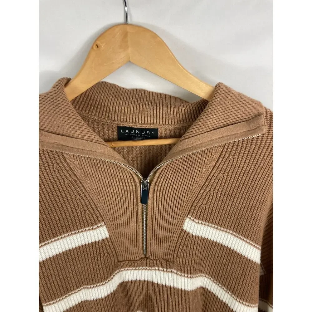 Laundry by Shelli Segal Stripe V Neck Knit Sweater Size Medium